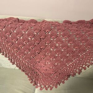 Handmade Crochet Shawl in Dusty Rose